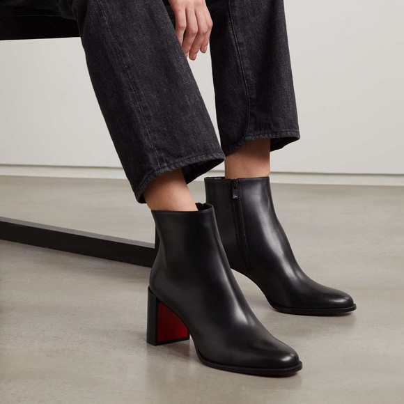 NWOB Christian Louboutin Adoxa 70 Leather Ankle Boots Booties in Black - Picture 3 of 10